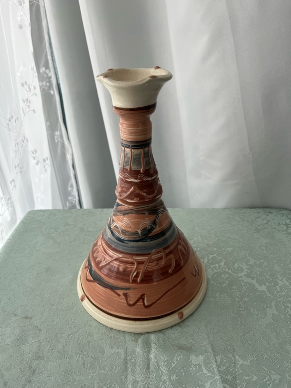 Sonja Templeton Signed Southwestern Studio Art Pottery Candlestick Holder #2